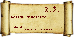 Kállay Nikoletta névjegykártya